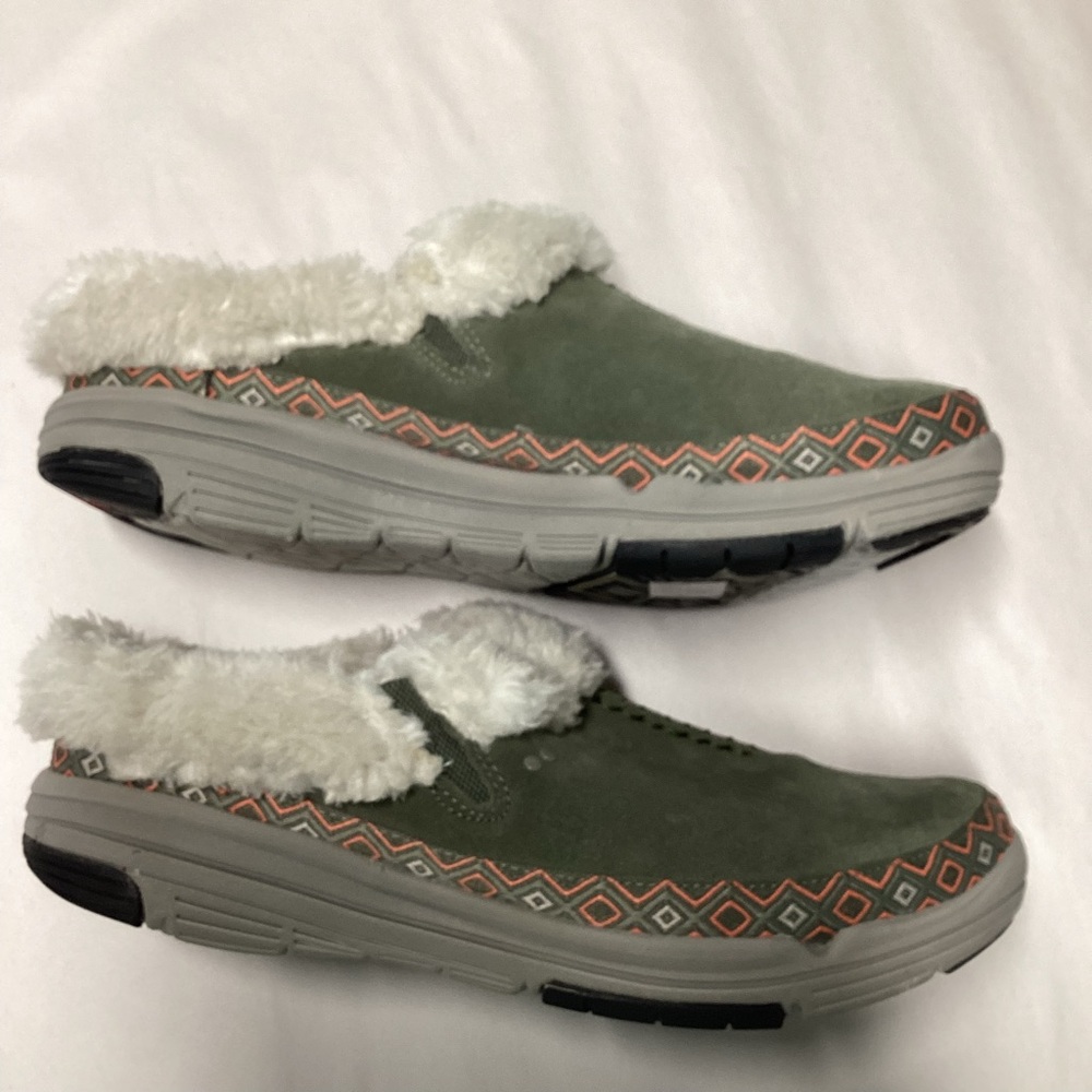 Ryka Womens Adventure Suede Faux Fur Slip On Clog Mule Sz10
